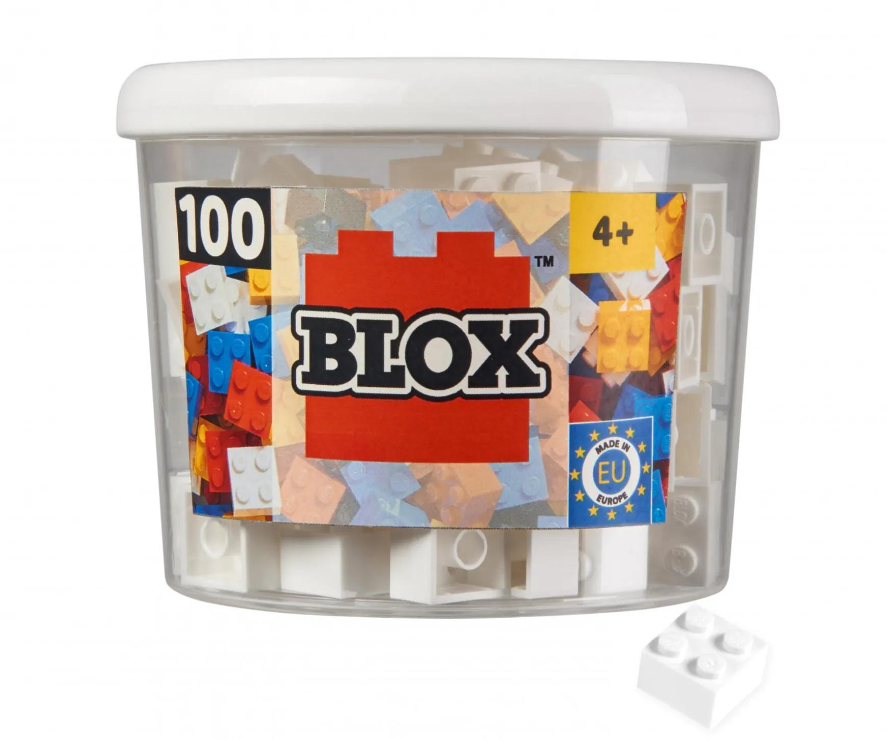 Blox - 100 4er Bausteine weiß - kompatibel mit bekannten Spielsteinen