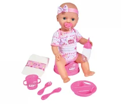 New Born Baby Babypuppe, Rosa Zubehör