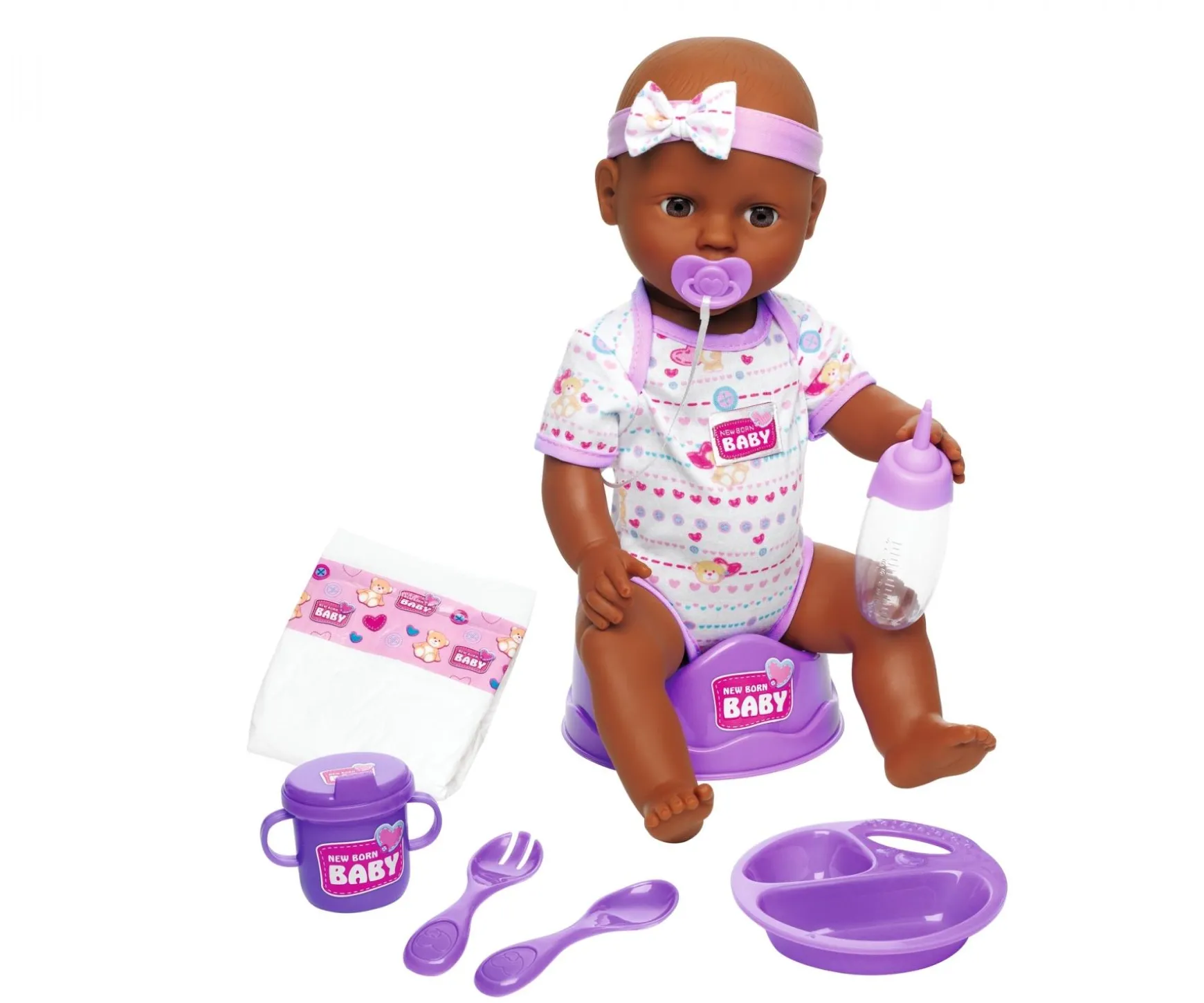New Born Baby Babypuppe, Violettes Zubehör