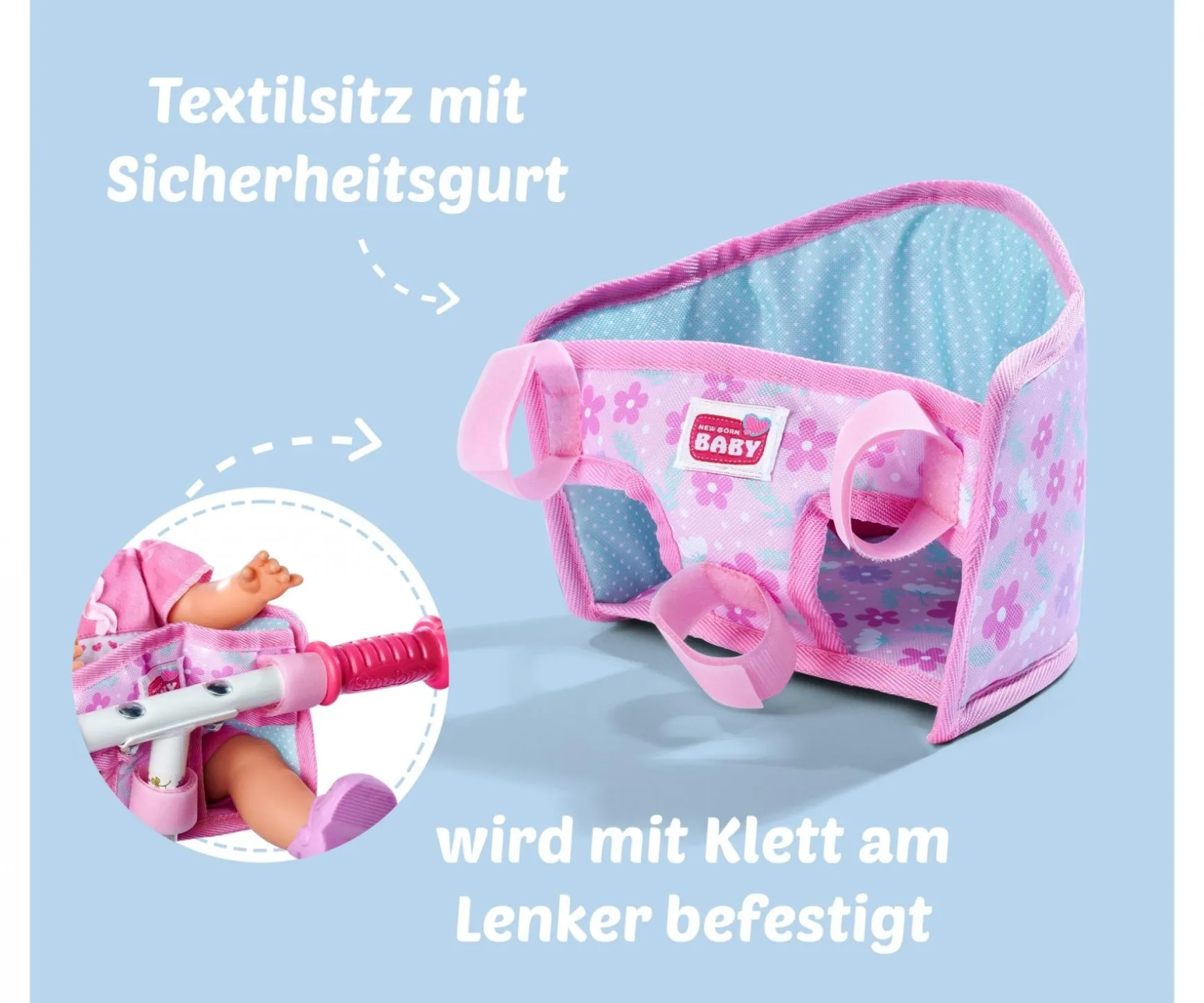 New Born Baby Fahrradsitz mit Gurt