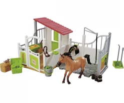 Pferdebox und Waschplatz mit Pferd